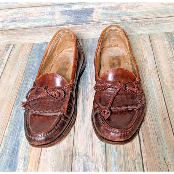 Allen Edmonds Woodstock Brown Leather Loafers Size 10B USA Made Worn Patina - Picture 2 of 10